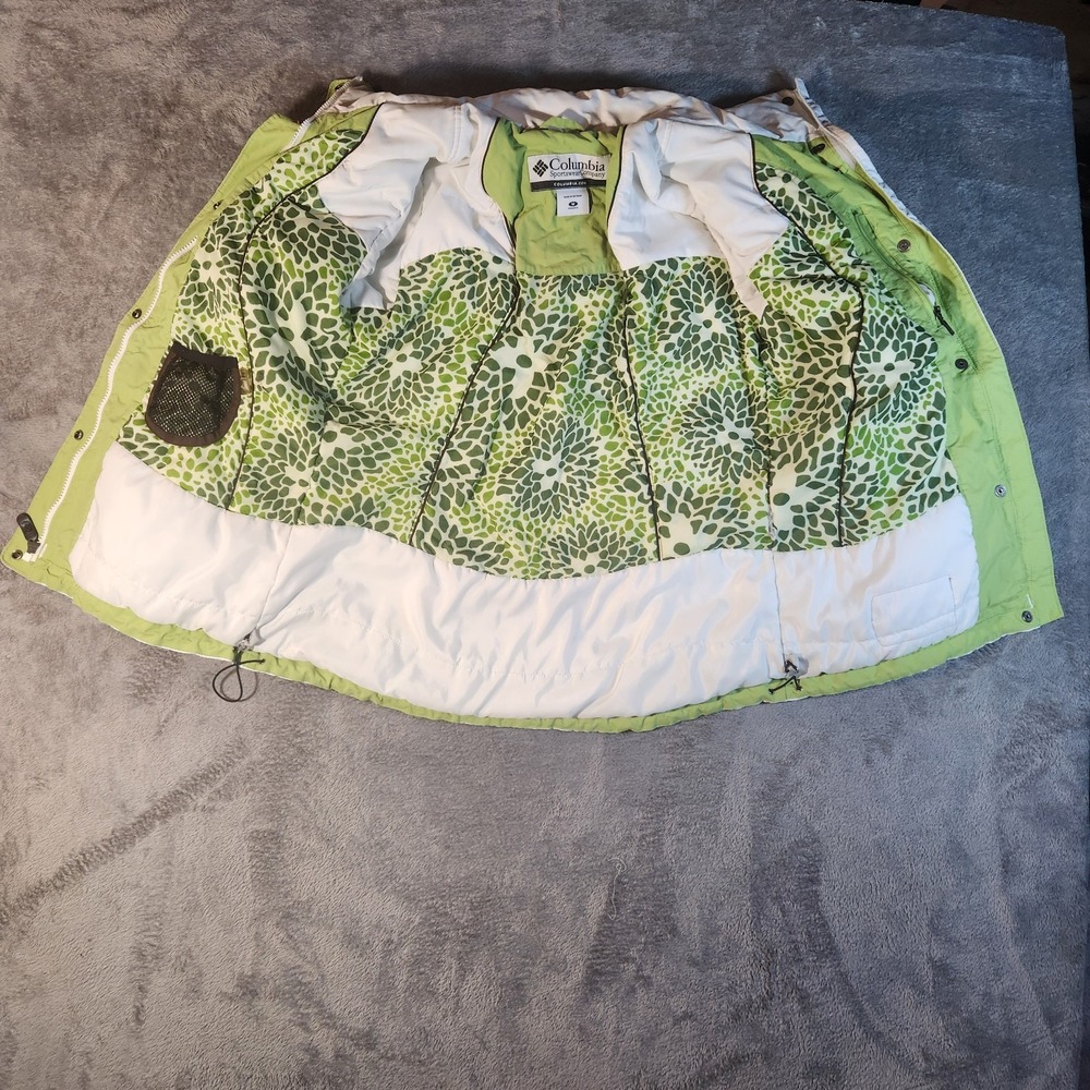 Columbia Jacket Womens Medium White Green Black Rain Waterproof Storm Dry Y2K - Picture 3 of 9